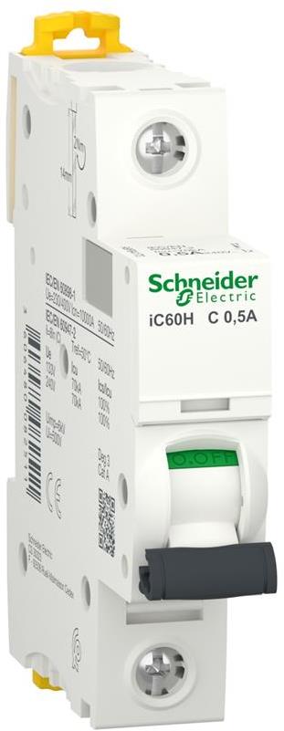Автоматичен прекъсвач Acti 9 iC60H 1P 0.5A крива C 10kA SE, SCHNEIDER ELECTRIC НИСКО НАПРЕЖЕНИЕ, A9F84170