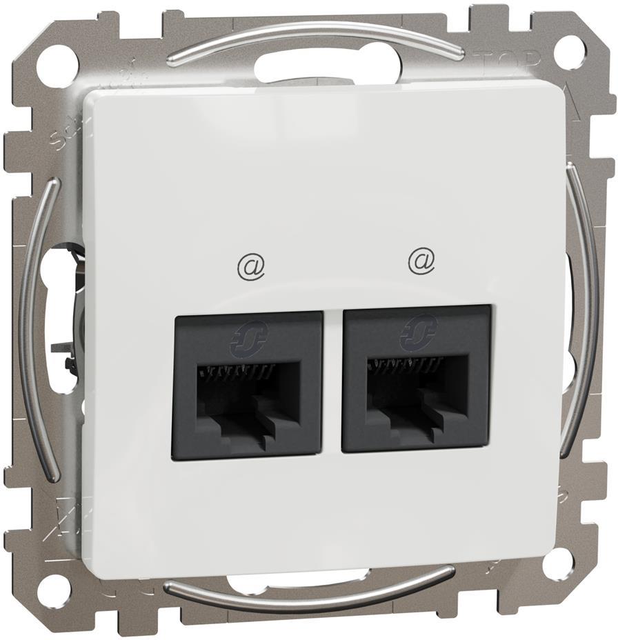 Розетка 2xRJ45 UTP cat.6 S-One цвят Бял Sedna SE, SCHNEIDER ELECTRIC, SDD111462