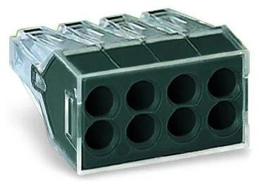 Бърза връзка Wago 8х1.5-2.5 mm2 (50бр.) тъмно сива за твърд проводник, WAGO, 773-108