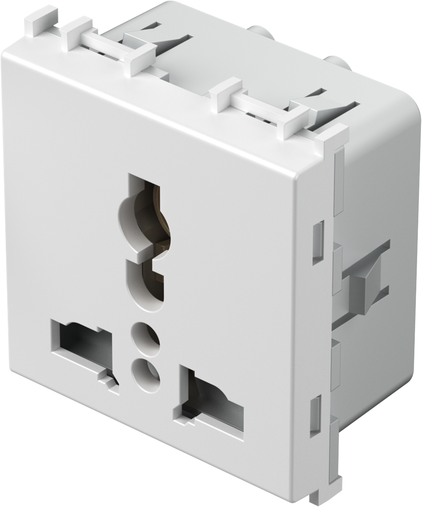 Контакт мулти стандарт 2P+E 13A 2 мод. цвят Бял мат Modul TEM, VM55MW