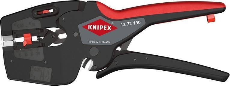 Клещи заголващи автоматични NexStrip, синьо-червена ръкохватка 190мм, Knipex - K1272190