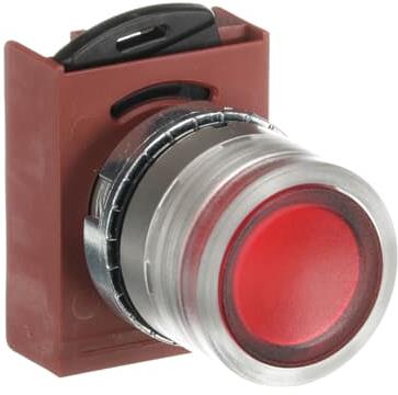 Бутон червен светещ P9MPLRGD хромиран ринг Ø22mm Modular АВВ, ABB, 1SFA184491R9101