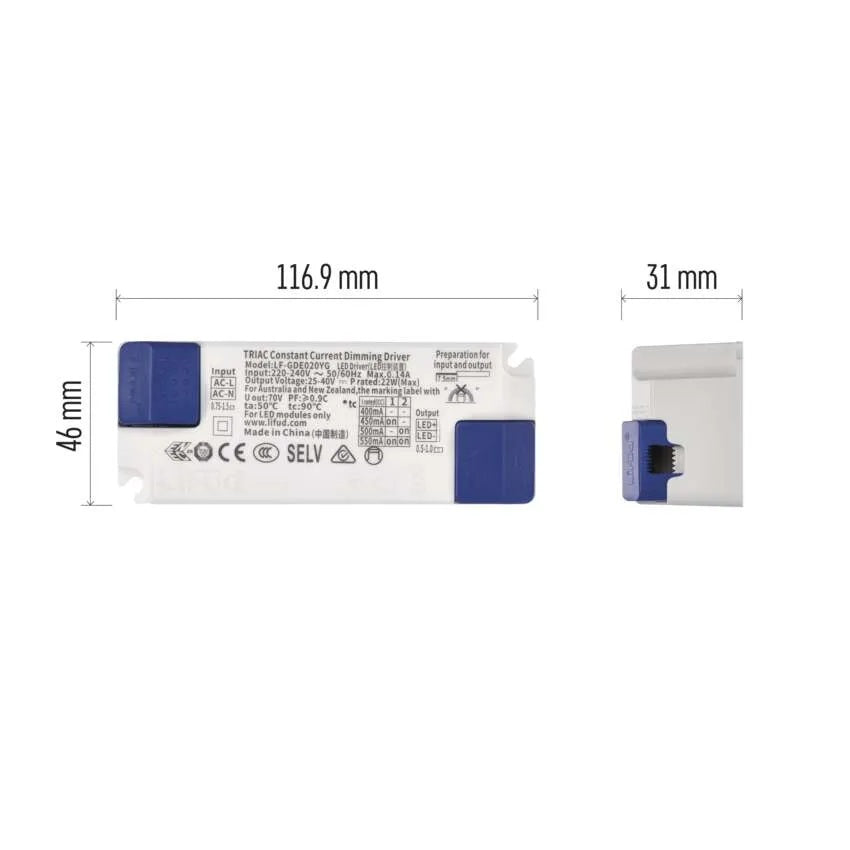 Драйвер 16...22W димируем Triac 25...40VDC 400...550mA EMOS, ZZ2055T