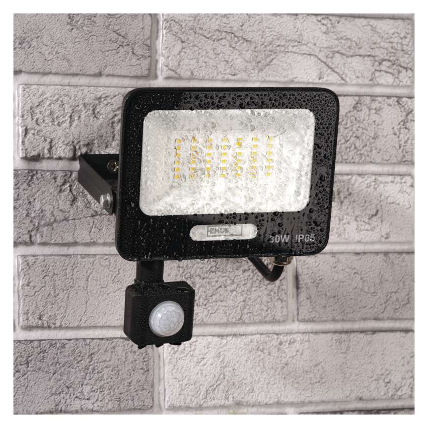 Прожектор LED 30W 4000K 3000lm 120° x 120° 20000h IP65 черен с датчик GLARO EMOS, ZS2334B