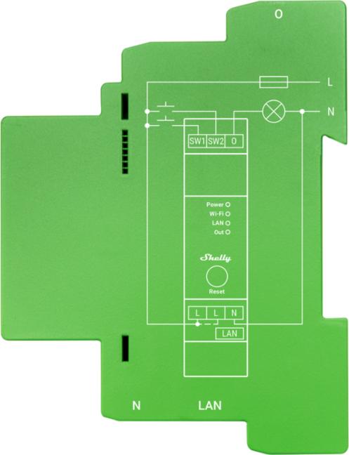 Димер Smart 1х 200VA с мерител за DIN монтаж Shelly PRO Dimmer 1PM - 268162S, SHELLY