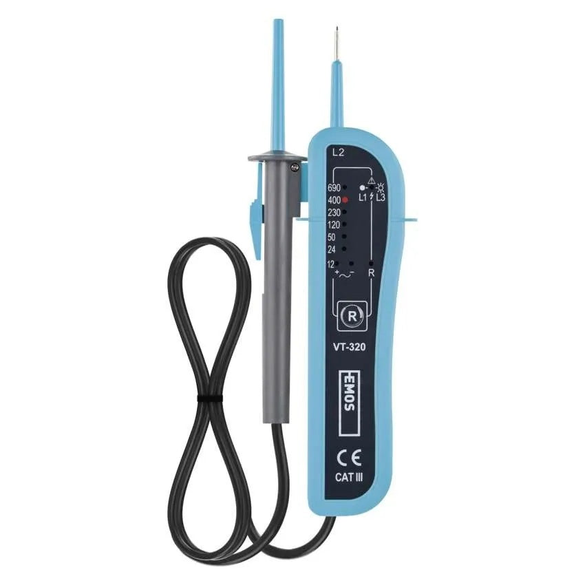 Детектор на напрежение със сонди CAT III 12…690Vac/dc, LED и звук, VT-320 EMOS, M0012AN