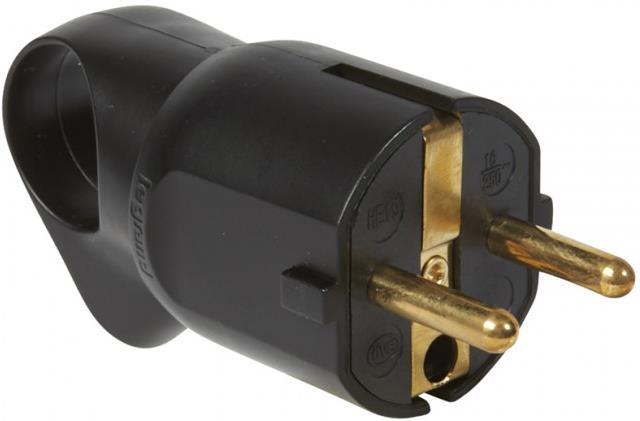 Щепсел черен 2P+Т 16A 250V с ринг Legrand, LEGRAND, 50328