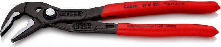 Клещи раздвижени Cobra ES, червена ръкохватка 250мм, Knipex - K8751250