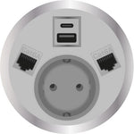 Модул Port El с 1х Шуко, USB тип A+C и 2х RJ45 Cat.6A, цвят Бял, ABL, ABL Сърбия, 2F21F1A5