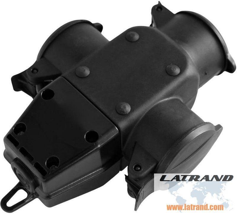 Куплунг 3 х шуко с капак Т-образен IP44 16А гумиран Commel - C240-501