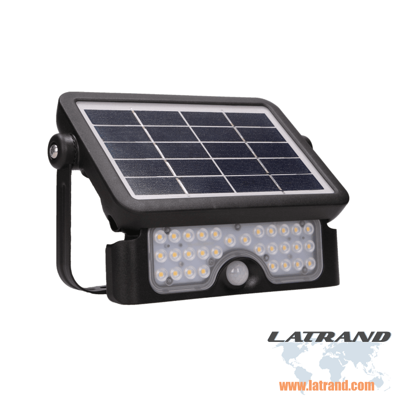 LUX LED  соларен прожектор със сензор за движение,5W, 500lm, IP65, 4000K, 2x1500mAh, черен - AD-SL-6108BLR4, ORNO