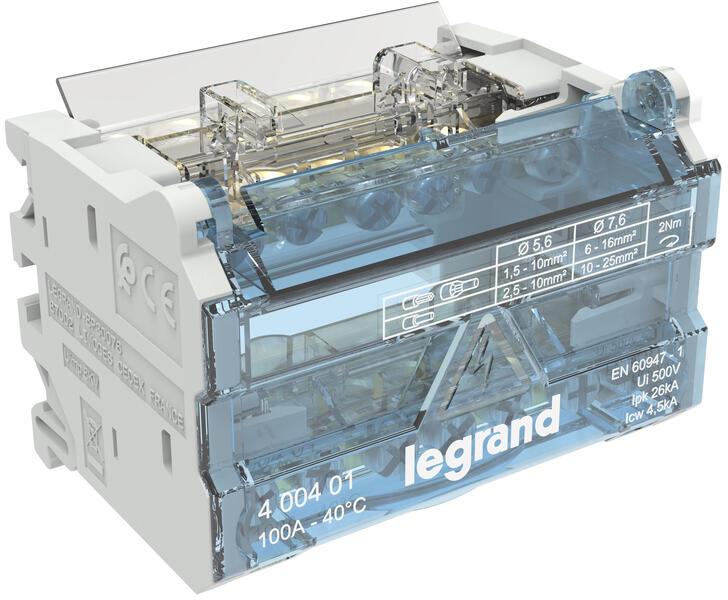 Разпределителен клемен блок 100A 2P 4 модула Legrand, LEGRAND НИСКО НАПРЕЖЕНИЕ, 400401