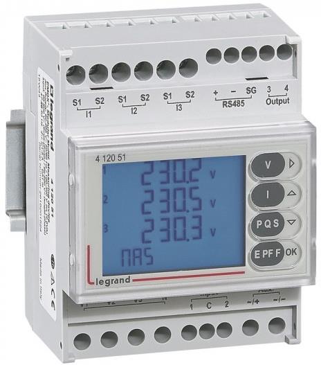 Мрежов анализатор за ИНДИРЕКТНО мерене на ел. енергия EMDX3, Modbus, 4 тарифи, за DIN монтаж 4 мод, MID Legrand, LEGRAND НИСКО НАПРЕЖЕНИЕ, 412051