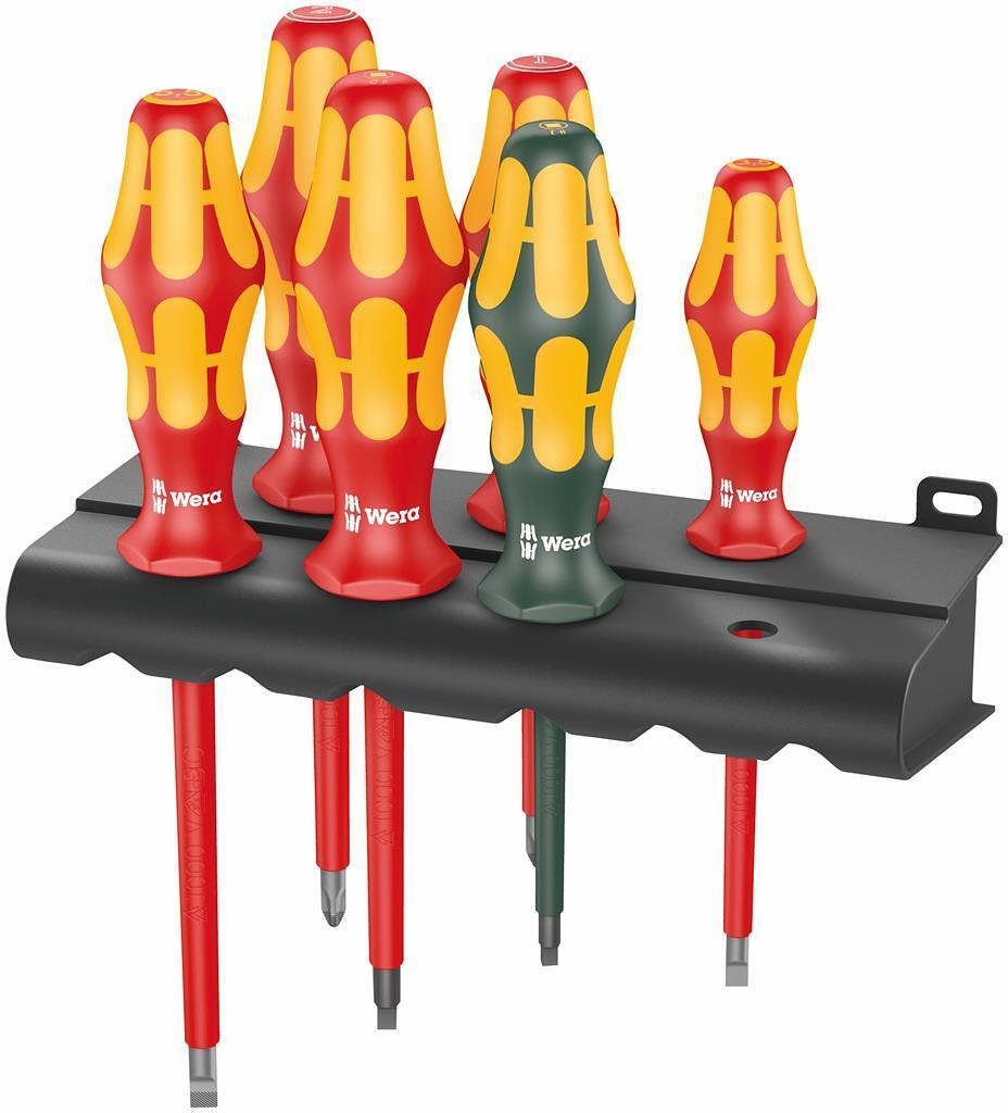 Комплект отвертки, 2х шлиц, 2х PH и 2x квадрат, 16x/6 Kraftform VDE 1000V Wera - W347777