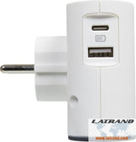 Адаптер за контакт плосък 2х Евро контакт 6A и USB A+C NEW Legrand 49401