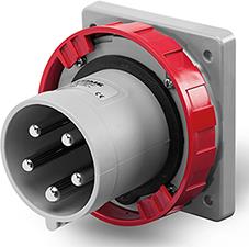 Промишлен щепсел 3P+N+Е 63A 346-415V IP66/67, 6h серия Optima панелен монтаж 100x110мм Scame, SCAME, 248.6397