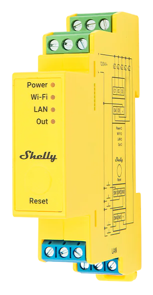 Димер 5x за ленти 192W@12V, 384W@24V с мерител за DIN монтаж Shelly PRO RGBWW PM - 268216, SHELLY