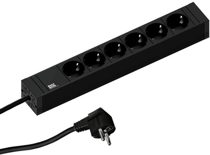 Разклонител ЧЕРЕН 6x2P+E с кабел 2 метра / 3x1.5мм2 CONNECT LINE, Bachmann, BACHMANN, B420.0018