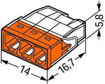 Бърза връзка 3х0,5-2,5 mm2 (100бр.) оранжева за твърд проводник Wago, WAGO, 2273-203