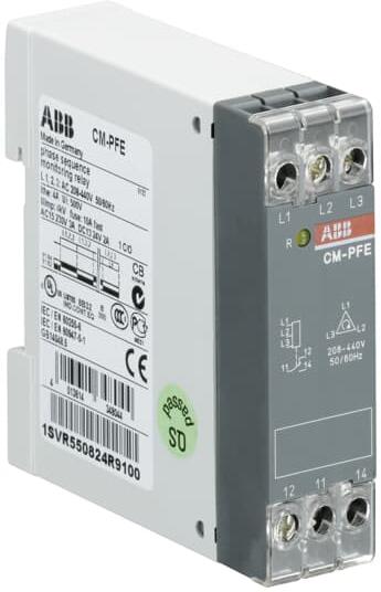 Реле за контрол на фази, последователност, CM-PFE, 1c/o, L1-L2-L3=208...440Vac ABB, 1SVR550824R9100