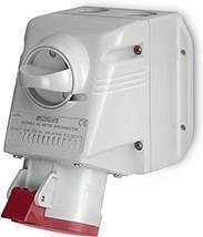 Промишлен контакт с ключ 0/I 3P+N+Е 16A IP44 серия Optima модел Combi Scame-513.1657TS червен/бял