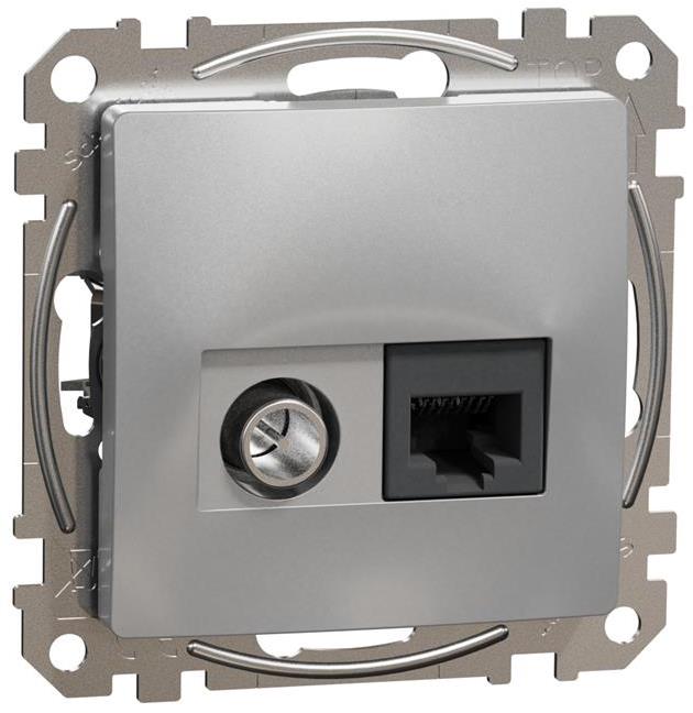 Розетка TV+RJ45 UTP cat.6 цвят Алуминий Sedna SE, SCHNEIDER ELECTRIC, SDD113469T