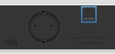 Модул Fusion 2M с 1х Шуко и USB тип A+C Power Delivery 65W, цвят Черен, ABL, ABL Сърбия, 2M80F1H3