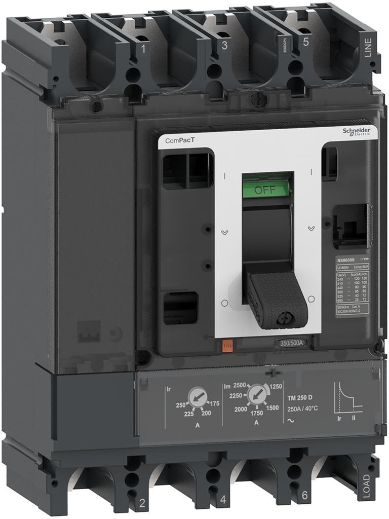 Автомат NSX630DC PV 4P 500А 10kA 1000V= регулируем (In x 0.7...1) SE, SCHNEIDER ELECTRIC НИСКО НАПРЕЖЕНИЕ, C63F4TM500D1