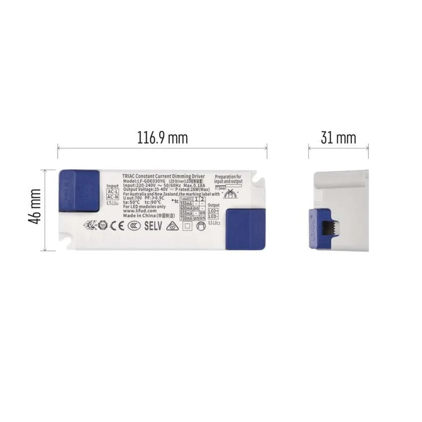 Драйвер 22...28W димируем Triac 25...40VDC 550...700mA EMOS, ZZ3070T