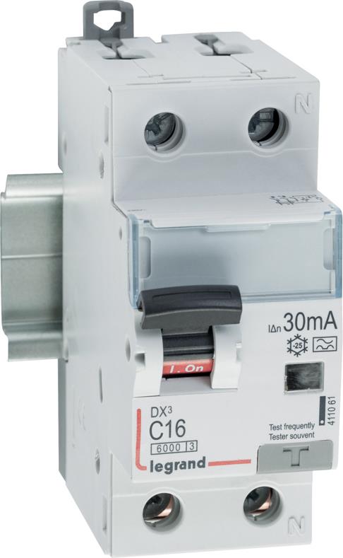 ДТЗ комбинирана DX3 1P+N 16A крива C 30mA тип A 10kA 2 мод. Legrand, LEGRAND НИСКО НАПРЕЖЕНИЕ, 411061