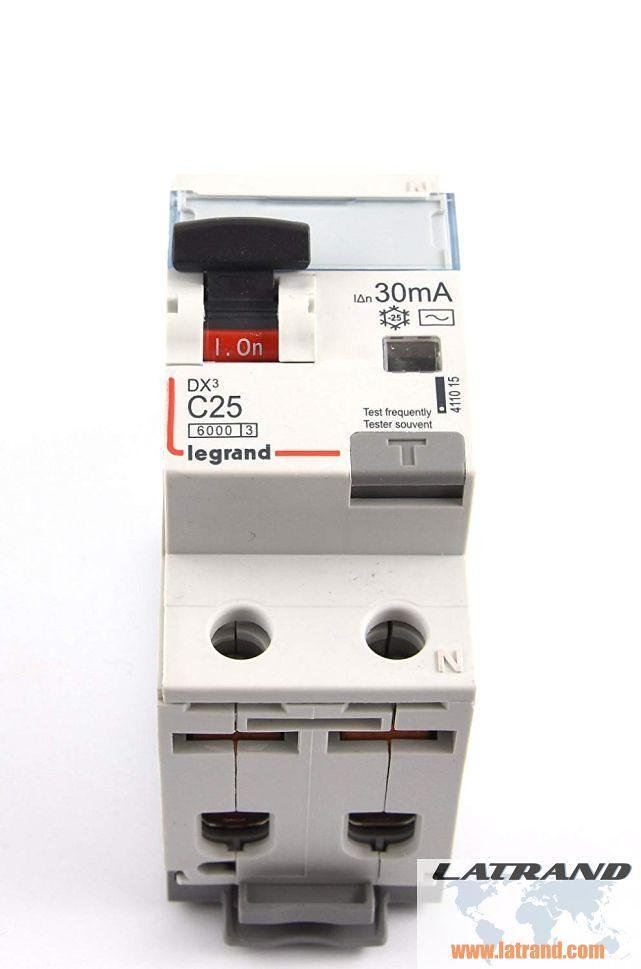 ДТЗ комбинирана DX3 1P+N 25A крива C 30mA тип AC 6kA 2 мод. Legrand 411015