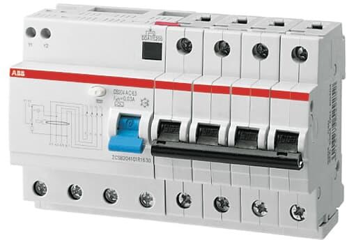 ДТЗ комбинирана DS204 4P 16A крива C 30mA тип A 6kA 8 мод. ABB, 2CSR254101R1164