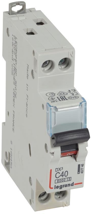 Автоматичен прекъсвач DX3 1P+N 40A крива С 6kA Legrand, LEGRAND НИСКО НАПРЕЖЕНИЕ, 407746
