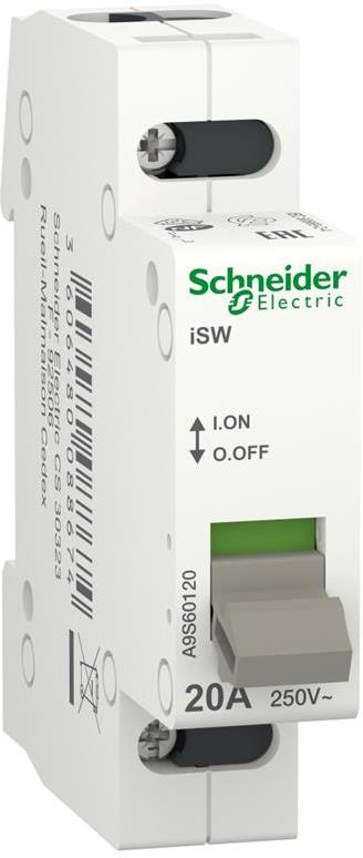 Товаров прекъсвач /шалтер/ Acti 9 iSW 1P 20A 250V 1 мод. SE, SCHNEIDER ELECTRIC НИСКО НАПРЕЖЕНИЕ, A9S60120