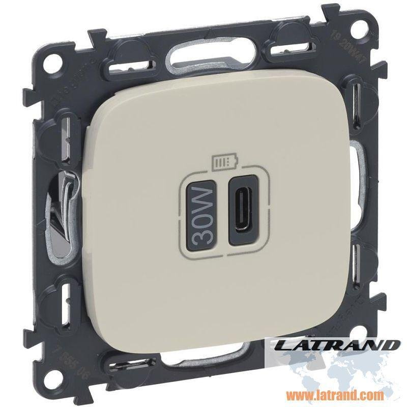 LEGRAND - Розетка USB за зареждане тип C Power Delivery 30W цвят Крем Valena Allure (комплект с механизъм) Legrand 755507