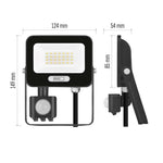 Прожектор LED 20W 4000K 2000lm 120° x 120° 20000h IP65 черен с датчик GLARO EMOS, ZS2324B