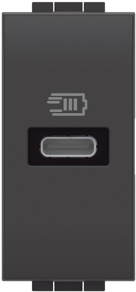 Розетка USB за зареждане тип C Power Delivery 20W 1 мод. цвят Антрацит LL Bticino, BTICINO, L4192C