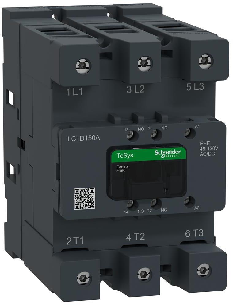 Контактор TeSys D 3P 80kW (150A AC-3) 1NO+1NC 48...130Vac/dc Everlink SE, SCHNEIDER ELECTRIC НИСКО НАПРЕЖЕНИЕ, LC1D150AEHE