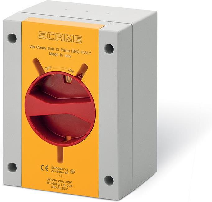 Пакетен прекъсвач Y1 40A 3P+N I-0 в кутия 110x150x87mm IP66 Isolators Scame, SCAME, 590.EM4015