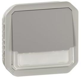 Бутон NO/NC с подсветка 12V и етикет механизъм цвят Сив IP55 Plexo New Legrand, LEGRAND, 69544L