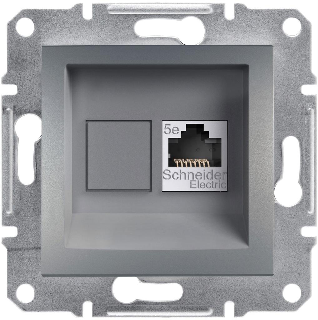 Розетка RJ45 UTP cat.5е цвят Стомана Asfora SE, SCHNEIDER ELECTRIC, EPH4300162