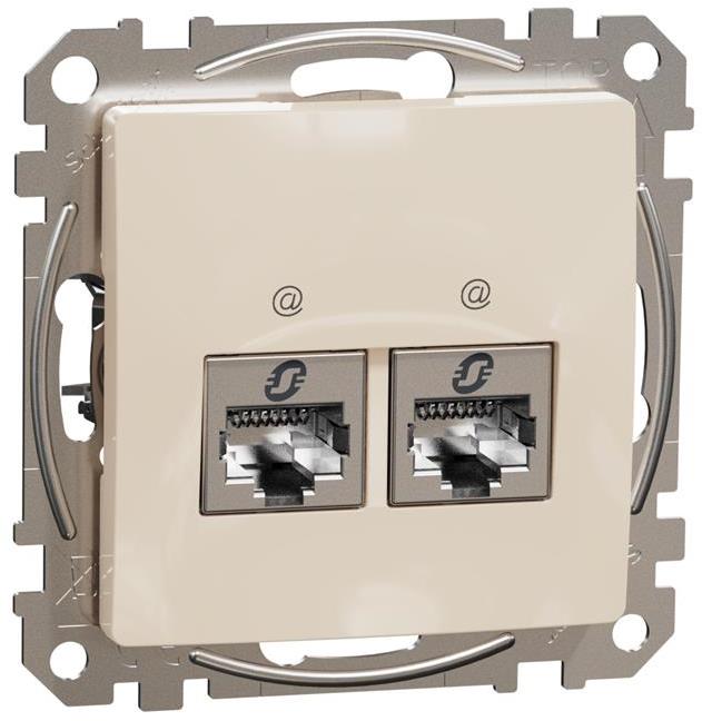 Розетка 2xRJ45 STP cat.6 S-One цвят Крем Sedna SE, SCHNEIDER ELECTRIC, SDD112462S