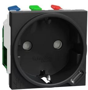 Контакт шуко с детска защита авт. и USB тип C 2 мод. цвят Антрацит Unica SE, SCHNEIDER ELECTRIC, NU301754