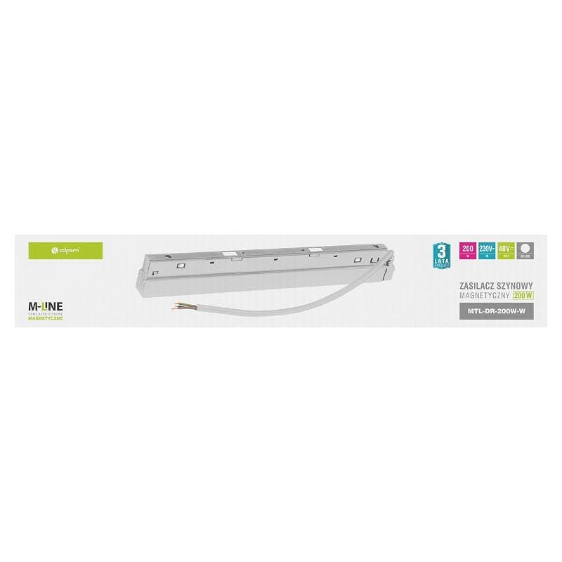 Захранване за магнитна релса M-LINE, бяло, 200W 24V DC, DPM, MTL-DR-200W-W