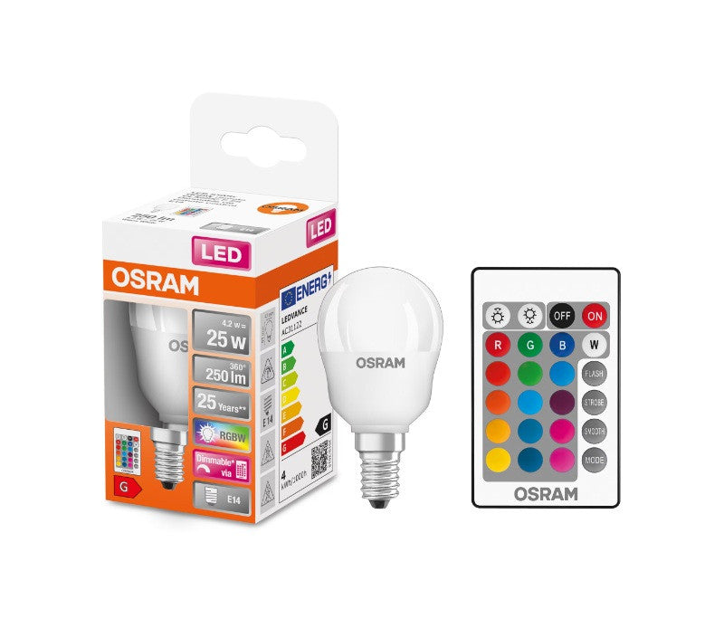 КУТИЯ LED ЛАМПИ CLP25 RGB REM 4.2W/827 230V FR E14 LEDVANCE