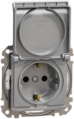 Контакт шуко с детска защита авт. и капак IP44 цвят Алуминий Sedna SE, SCHNEIDER ELECTRIC, SDD213024