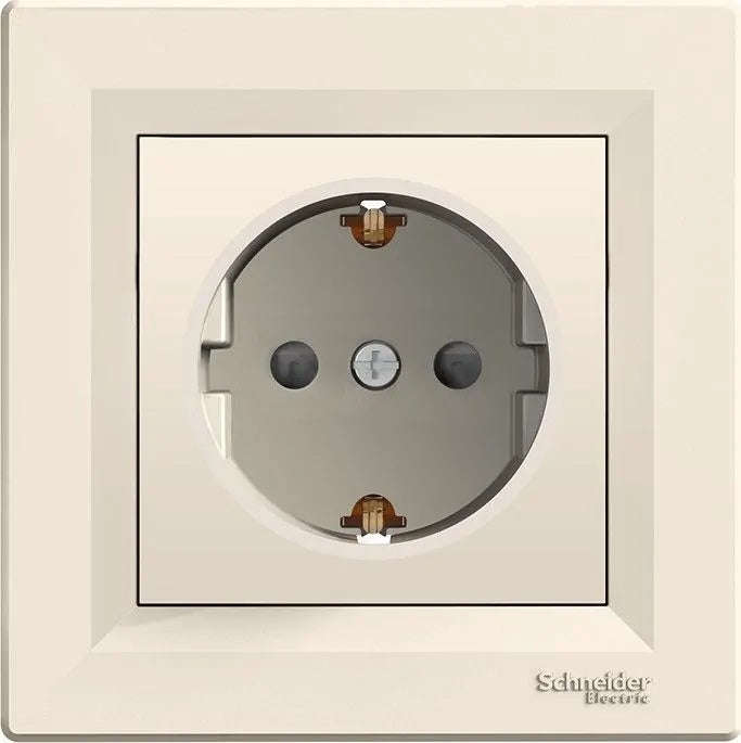 Контакт ШУКО 16A с детска защита моноблок цвят Крем Asfora SE, SCHNEIDER ELECTRIC, EPH2900223