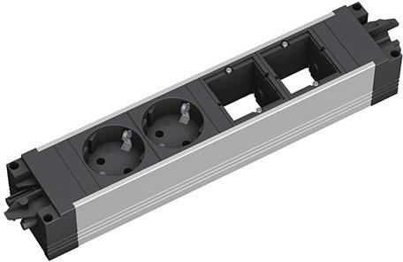 Модул STEP с 2х Шуко и 2х празни модула, цвят Черен, Bachmann, BACHMANN, B906.10933