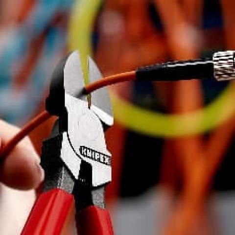 Клещи диагонални резачки за оптика, червена ръкохватка 160мм, с отваряща пружина, Knipex - K7251160