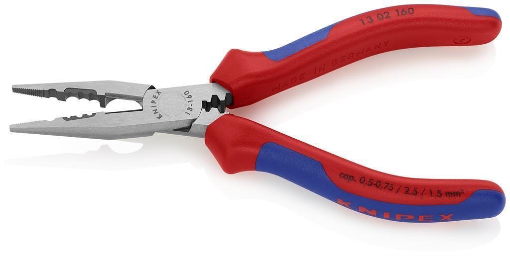 Клещи инсталаторски, синьо-червена ръкохватка 160мм, Knipex - K1302160